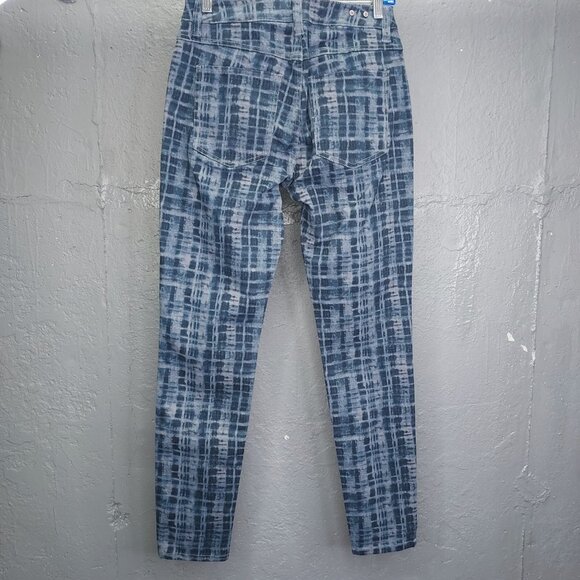 Cabi Grid Jeans Women's 6 Curvy Skinny Blue Shibiri Tye Dye Plaid Mid Rise 3047 - Picture 9 of 14
